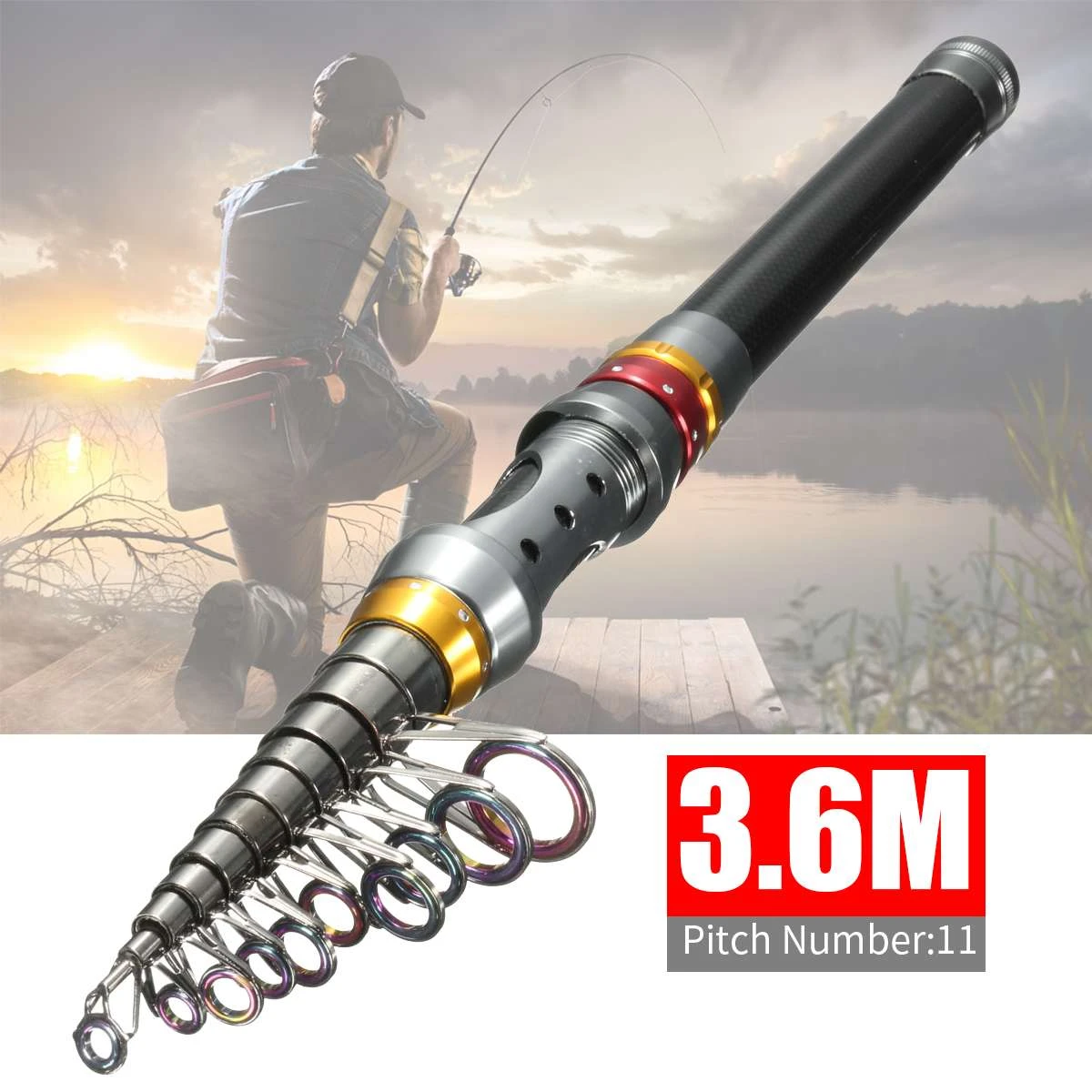 Portable Telescopic Spinning Rod 1.8M-3.6M Medium Power Carbon Fiber Sea Fishing Portable Telescopic Spinning Rod 1.8M-3.6M Medium Power Carbon Fiber Sea Fishing
