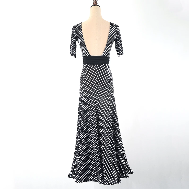 Leopard Ballroom Dance Dress For Women High Quality Stage Costume Practice Wear Floral Flamenco Dresses Exotic Dancewear JL1682