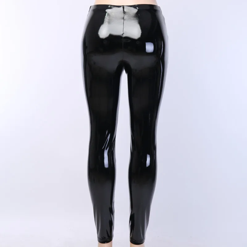 Hugcitar искусственная кожа на Застежка-молния сексуальные обтягивающие штаны осень зима женское уличная одежда наряды черное стройный Брюки
