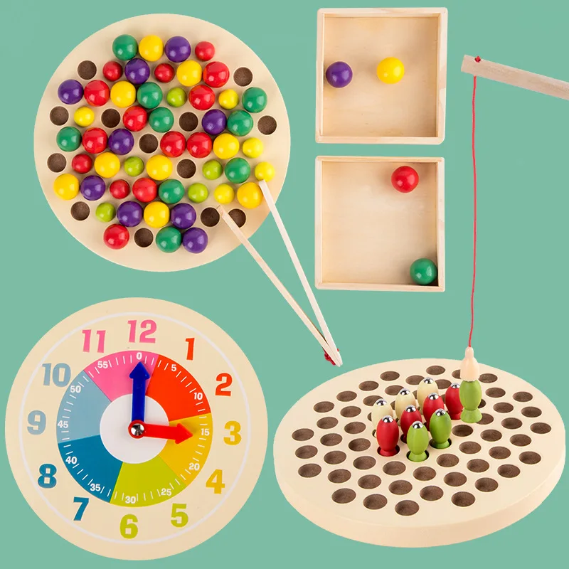 

Montessori Baby Wooden Clips Beads Color Matching Puzzle Board Math Counting Hands Training Game Toy Sensory Toys for Children