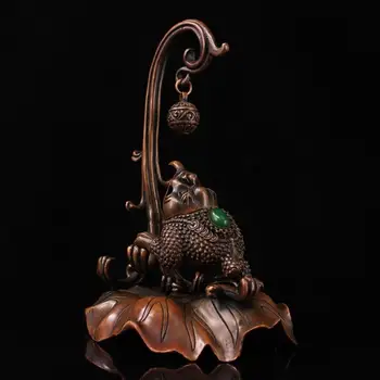 

wedding decoration Tibetan monastery collection of pure copper hand-made inlaid gemstone toad incense burner
