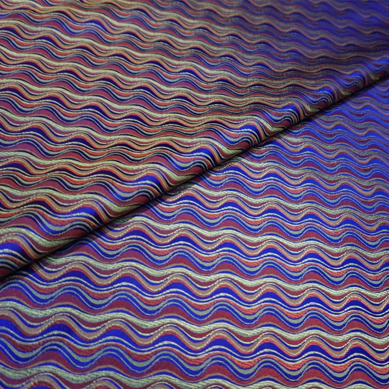 90x50cm blue stripe style damask silk satin brocade jacquard fabric
