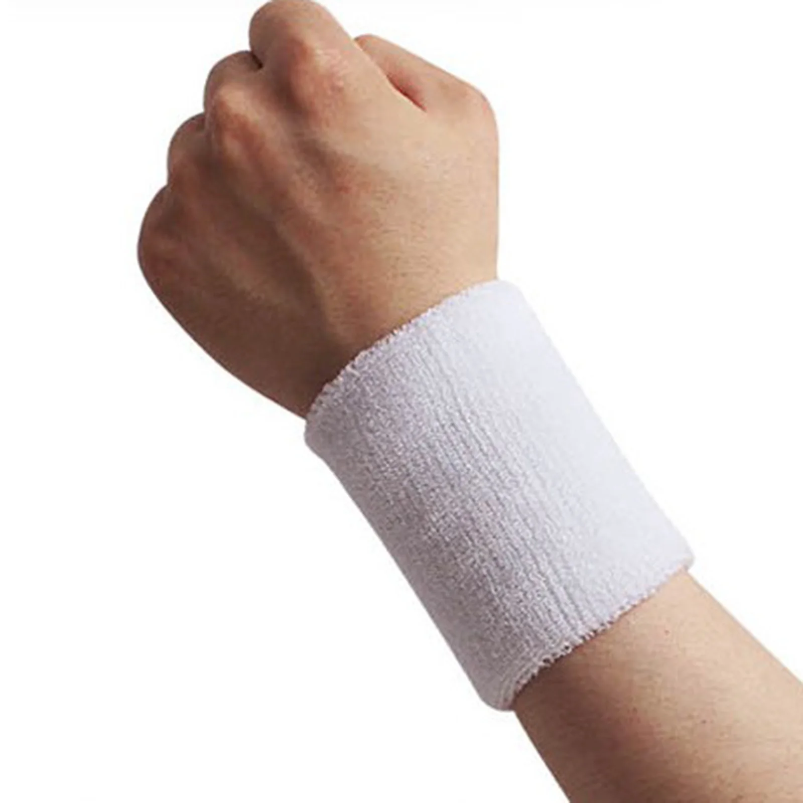 Белый Unisex Professional Sport Wristband Sweat Running Fitness Bracer Tennis Badminton Basketball Strap Wrist Support Gym Accessories - Цвет: Белый