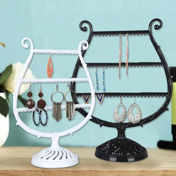

3sizes Whtie Black Plastic Jewelry Storage Organizer Rack Necklace Earrings Holder Display Stand Jewelry Storage Racks Showcase
