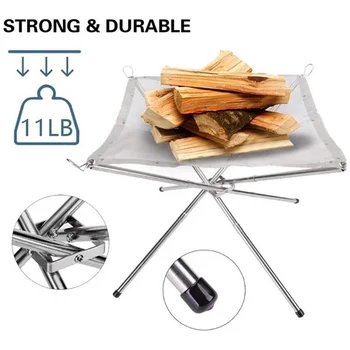 

EASY-Portable Outdoor Fire Pit : Collapsing Steel Mesh FirePlace - Perfect for Camping, Backyard and Garden - Carrying Bag Inclu