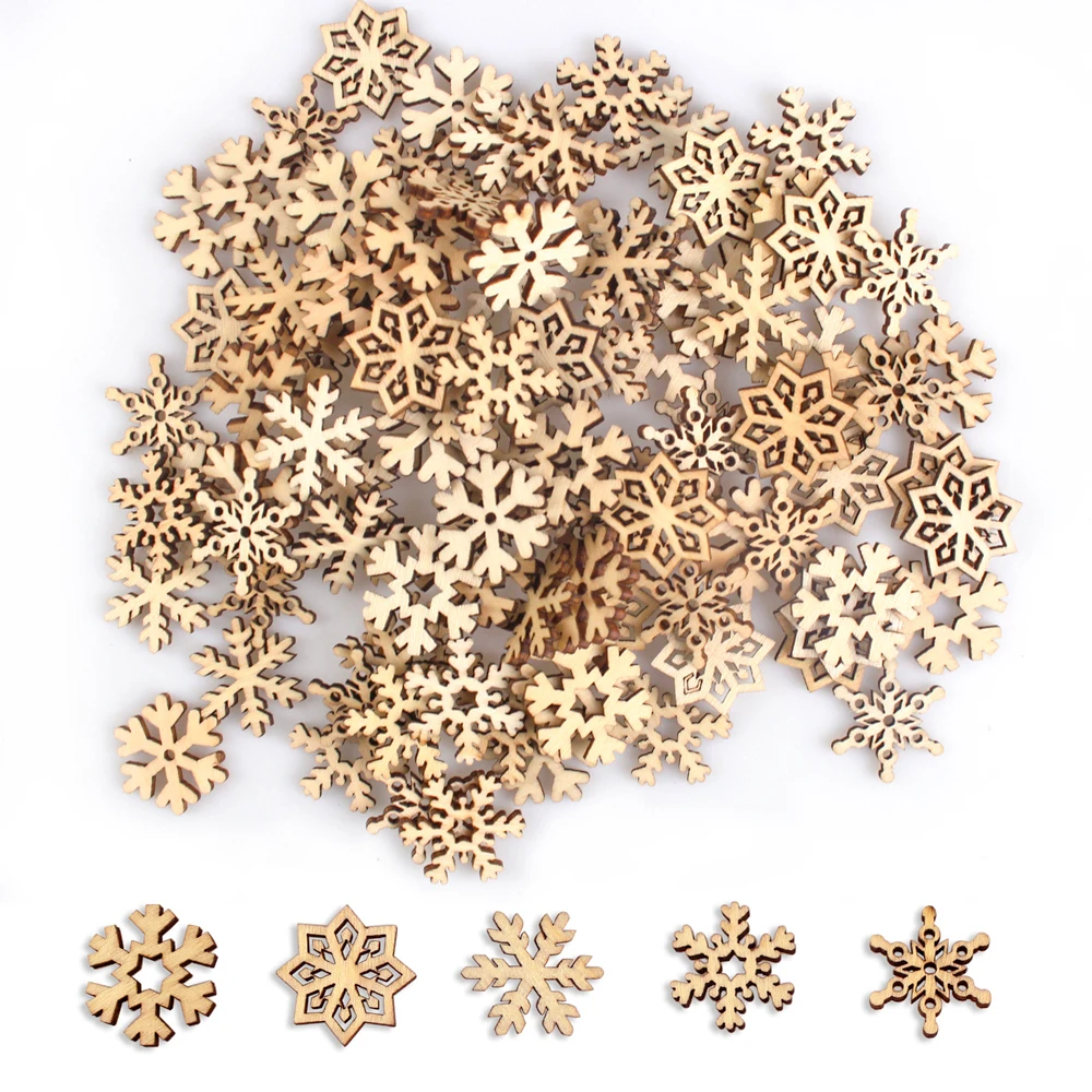 50 шт. украшения из натурального дерева деревянные рождественские для дома