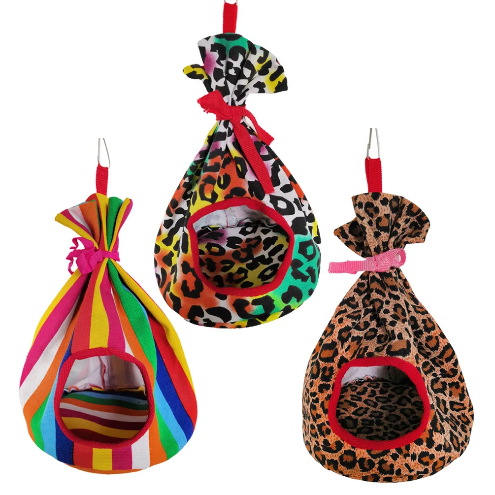 

Bird Parrot Cage Pocket Hamster Sleeping Bag 15x22cm Nest Canvas Round Hammock Small Pet Cotton House Suitable for Small Birds