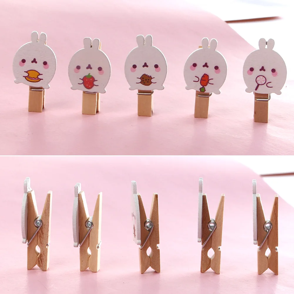 10pcs File DIY Mini Photo Clip Decoration Paper Note School Office Snacks Happy Easter Birch Storage Cartoon Rabbit Supplies