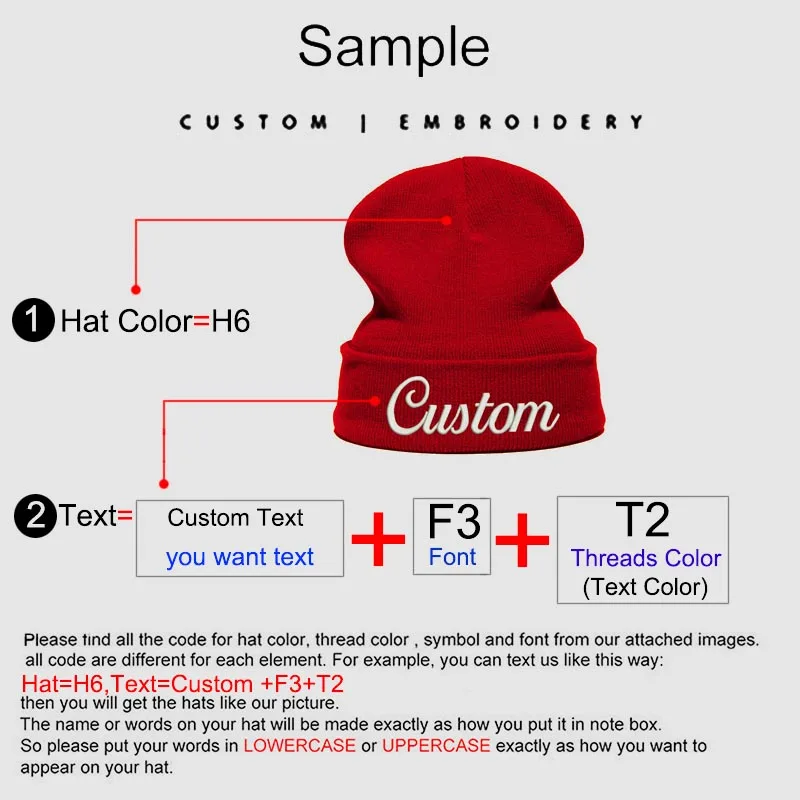 Beanie шляпа Персонализированные Бирки по одежде с вышивками и LetterText логотип, название вязаная Skullie шапка, вязаная шапка-носок зима-осень Для женщин и Для мужчин шляпа