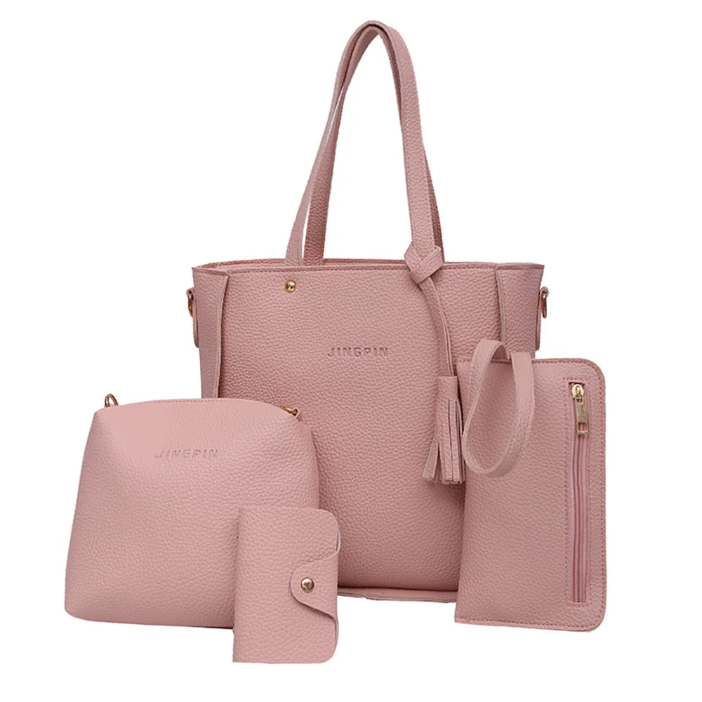Женский комплект сумочки на ремне из четырех частей сумка-шоппер через плечо кошелек повседневные дорожные сумки для женщин sac основной femme