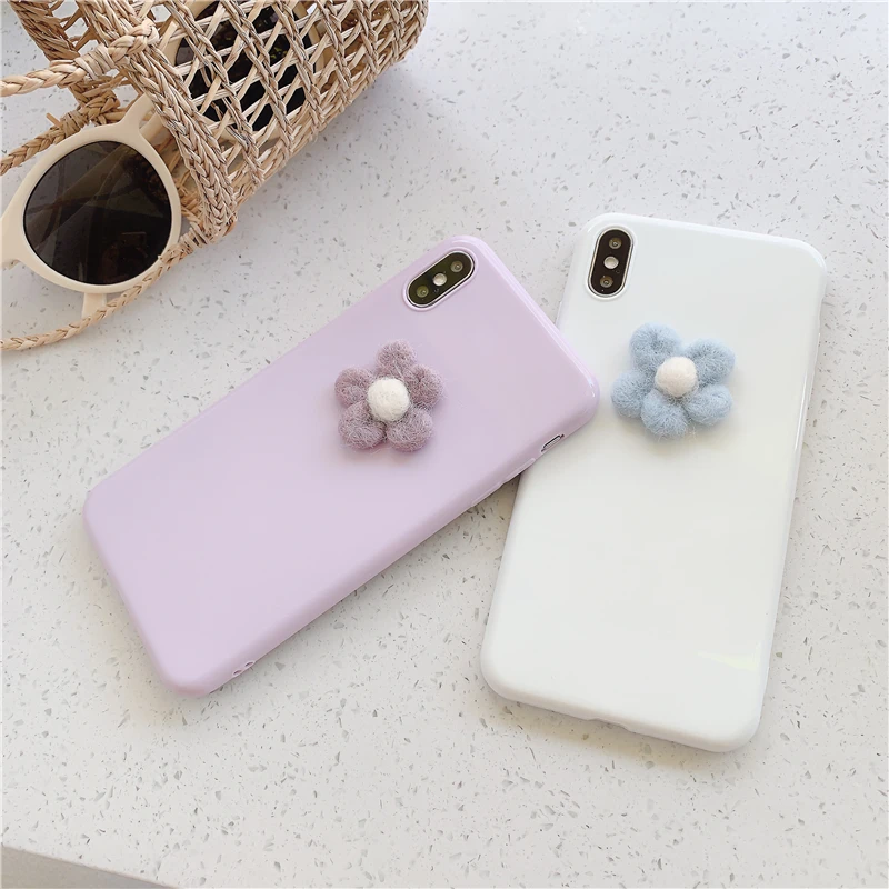Чехол GlamPhoneCase с плюшевыми цветами для телефона iPhone11Pro/Max X XS Max XR Мягкий силиконовый чехол для iPhone11 7 8 6 6s Plus