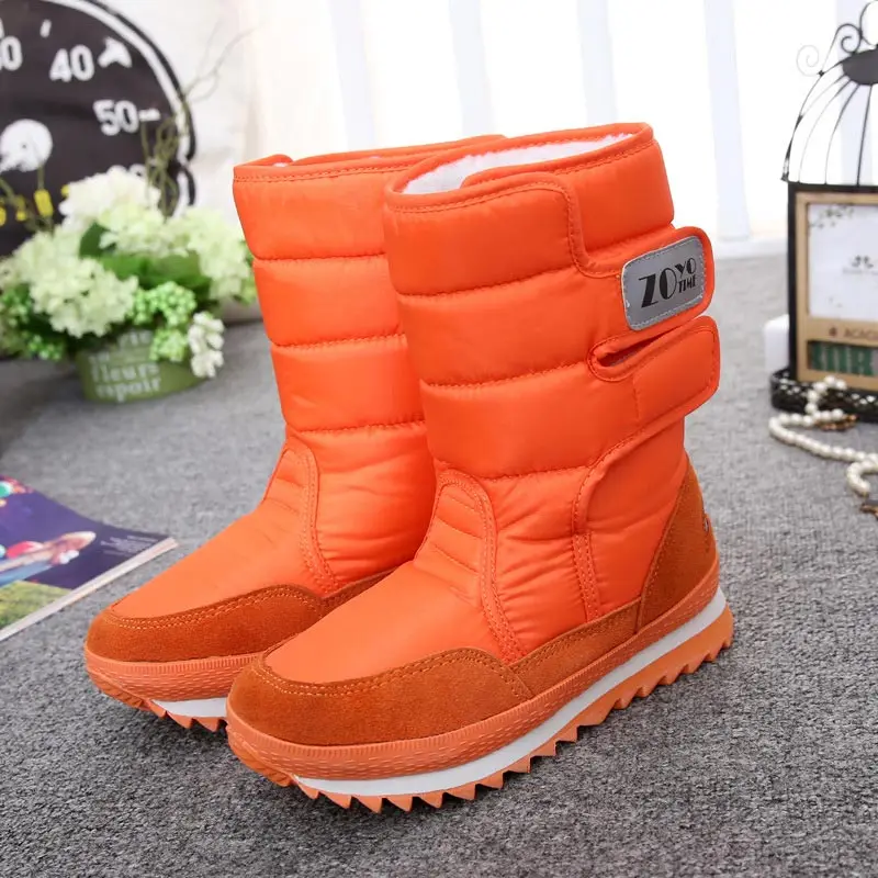 Orange Модные женские Зимние сапожки бархатные теплые зимние сапоги женская обувь Рождественская, Печать оленей Водонепроницаемый женские ботинки, сапоги Mujer - Цвет: Orange