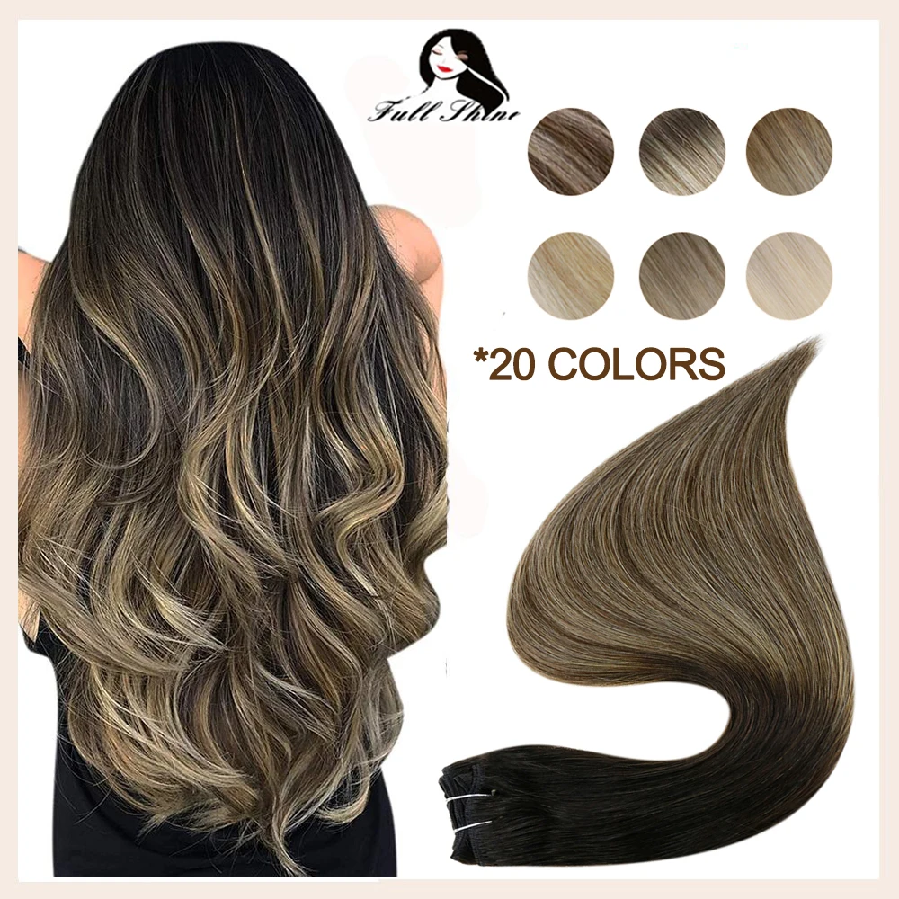 Full Shine Remy Human Hair Weft Extensions 100 Gram Balayage Color Double Weft Sew in Extensions nvisible Bundles Straight Hair
