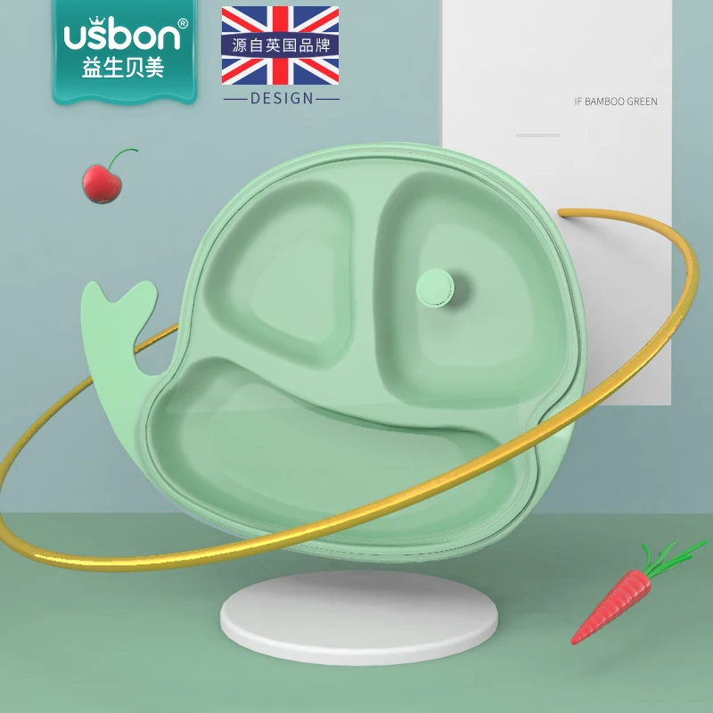 Usbon миска для кормления детей мультяшная посуда с крышкой Детские тарелки Посуда для еды посуда анти-горячий тренировочный ужин тарелка