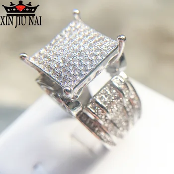 

Architecture Hollow Heart House Rings for Women Tops Decorating Wide Square Statement Ring with Stone Wedding silver 925 jewelry
