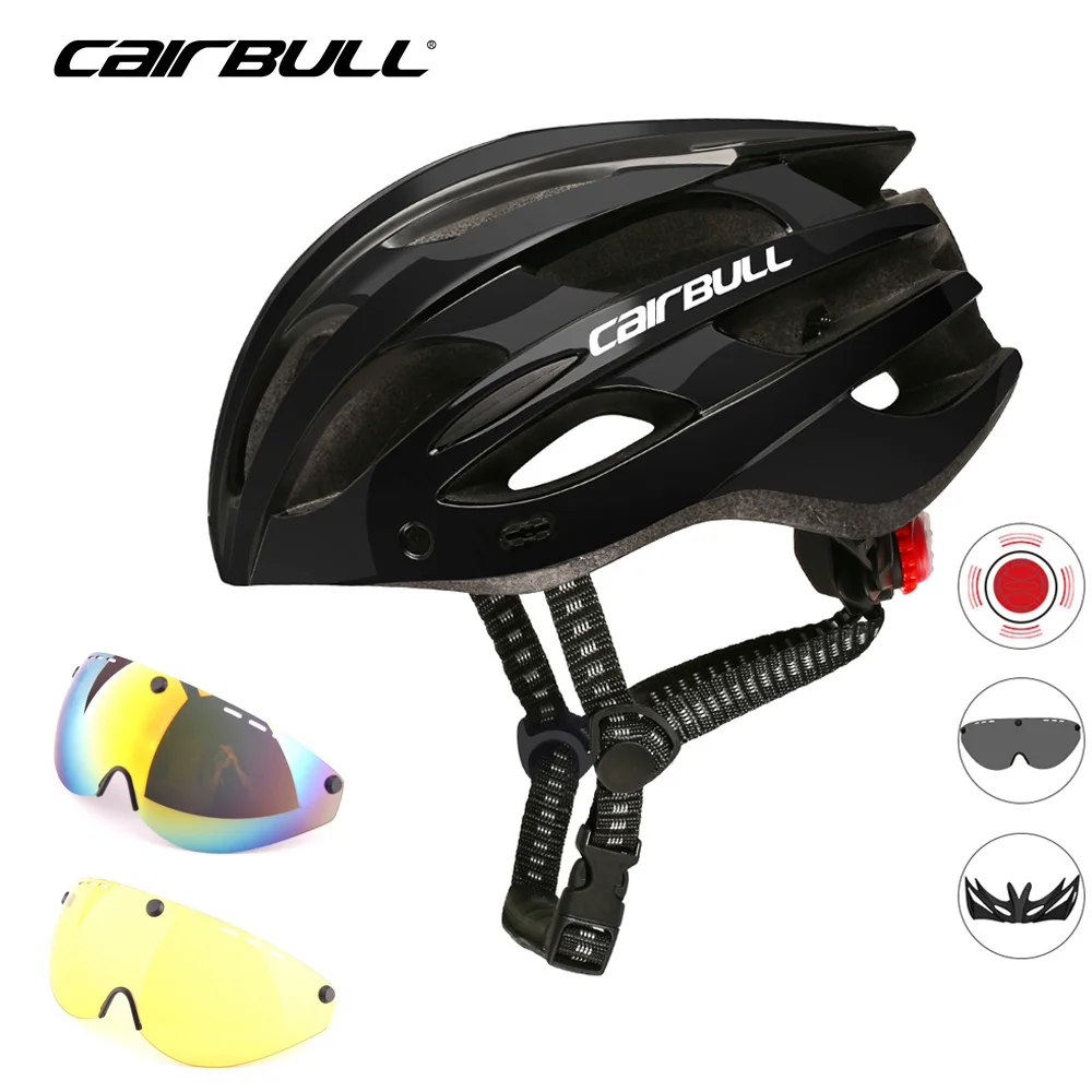 Светильник Cairbulll, велосипедный шлем со съемным козырьком, очки, велосипедный задний светильник, формованный, армирующий, Dstyles, дорожный, MTB, велосипедный шлем - Цвет: Black 2