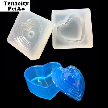 

Silicone Mold for Epoxy Resin Molds Love Box Crystal Epoxy Mold Base&Cover 2Piece Sets Jewelry Storage Box Decorative Hand Tools