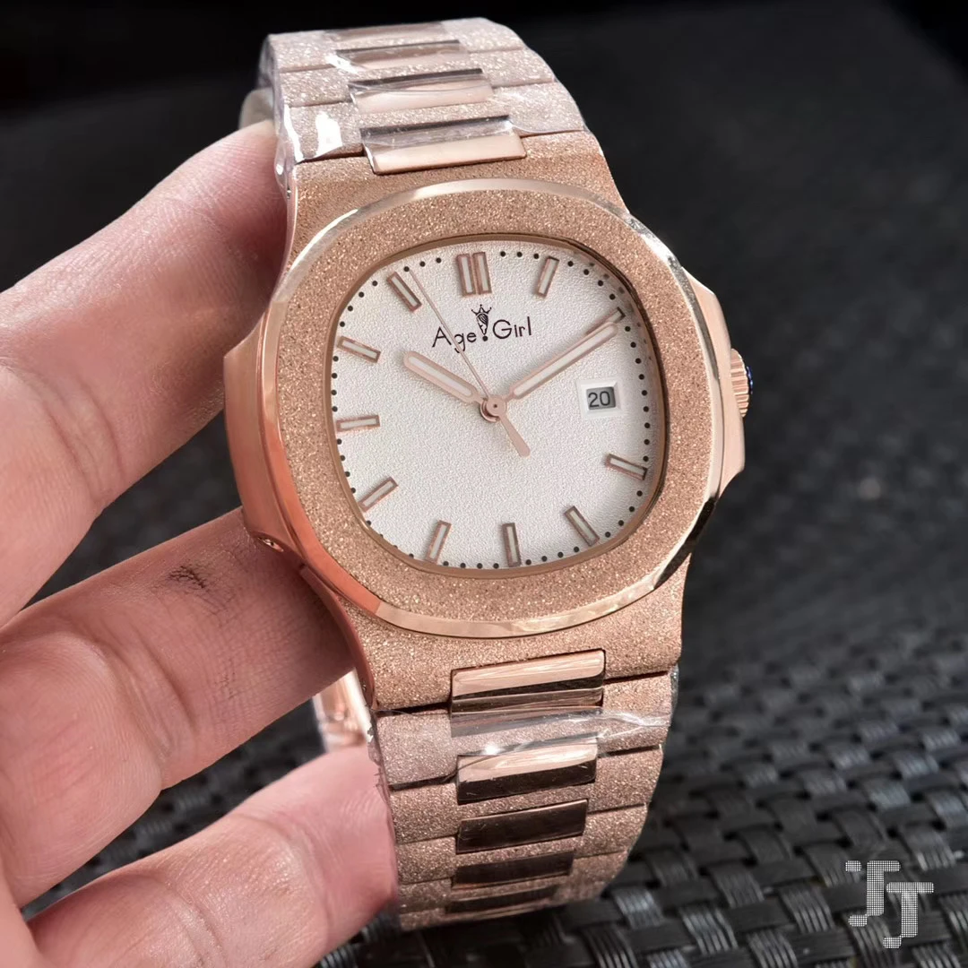 Rose Gold White Роскошные брендовые новые мужские японские кварцевые часы Diver из нержавеющей стали с сапфиром, матовым бриллиантом, чехол, ограниченное количество, Спортивные Серебряные, розовые, золотые AAA - Цвет: Rose Gold White
