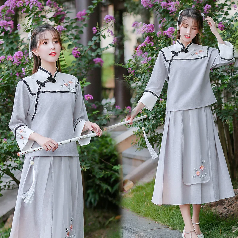 

Photo Shoot New Style Chinese-style Literature And Art Retro Embroidery Two-Piece Set