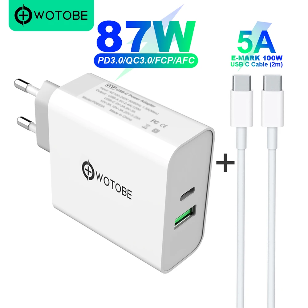 2 порта 87 Вт USB C адаптер питания 1 порт PD87W QC3.0 A 12 Настенный чейнджер для Pro 8/X/11