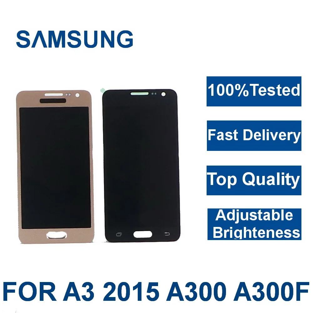 

100% Tested LCD For Samsung Galaxy A3 2015 A300 A3000 A300F A300M phone LCDs DisplayTouch Screen Assembly brightness Can adjust