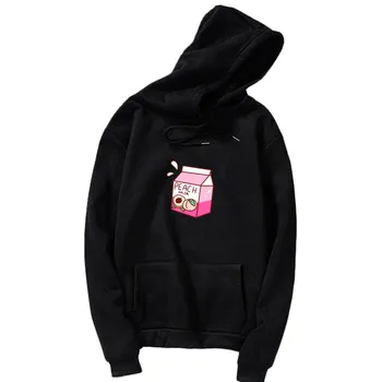 

2019frühling Neue Frauen Hoodies Langarm Baumwolle Freund Stil Hoodie Harajuku Pfirsich Bestickte Sweatershirt