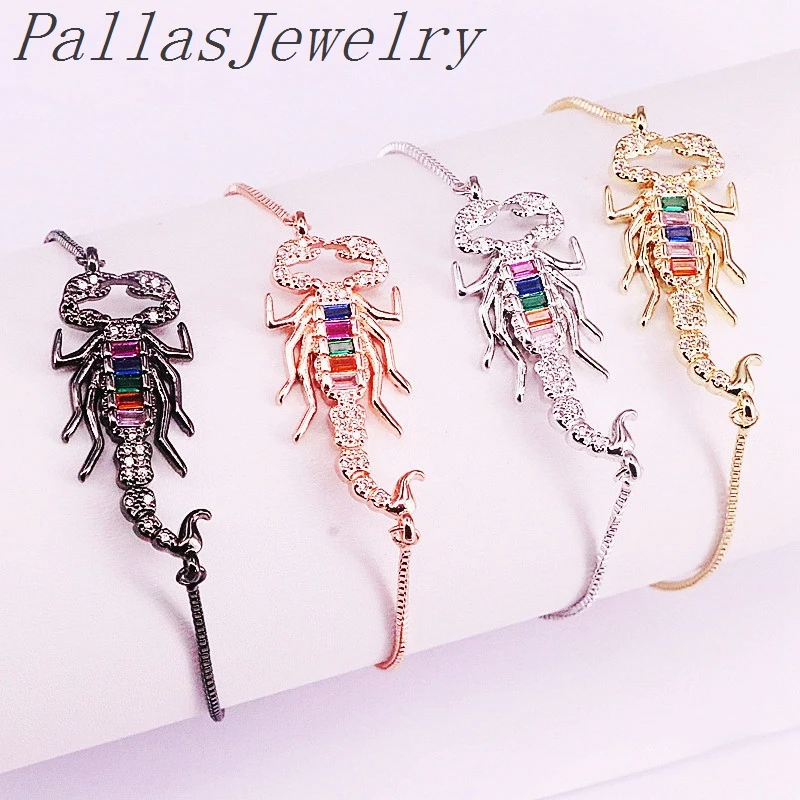 10 шт. шарм медная цепочка ювелирный браслет Радужный Цирконий красочные новые модные CZ микро проложить браслеты с животными для женщин