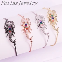 10 шт. шарм медная цепочка ювелирный браслет Радужный Цирконий красочные новые модные CZ микро проложить браслеты с животными для женщин