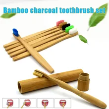 Экологичная бамбуковая зубная щетка с деревянной трубкой чехол портативная зубная щетка бамбуковая коробка набор OA66