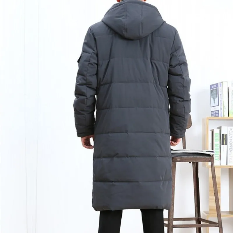 Зимняя деловая мужская длинная пуховая куртка, свободные плотные теплые парки, ветровка с капюшоном, мужские пальто, повседневные большие размеры, L-6XL пальто