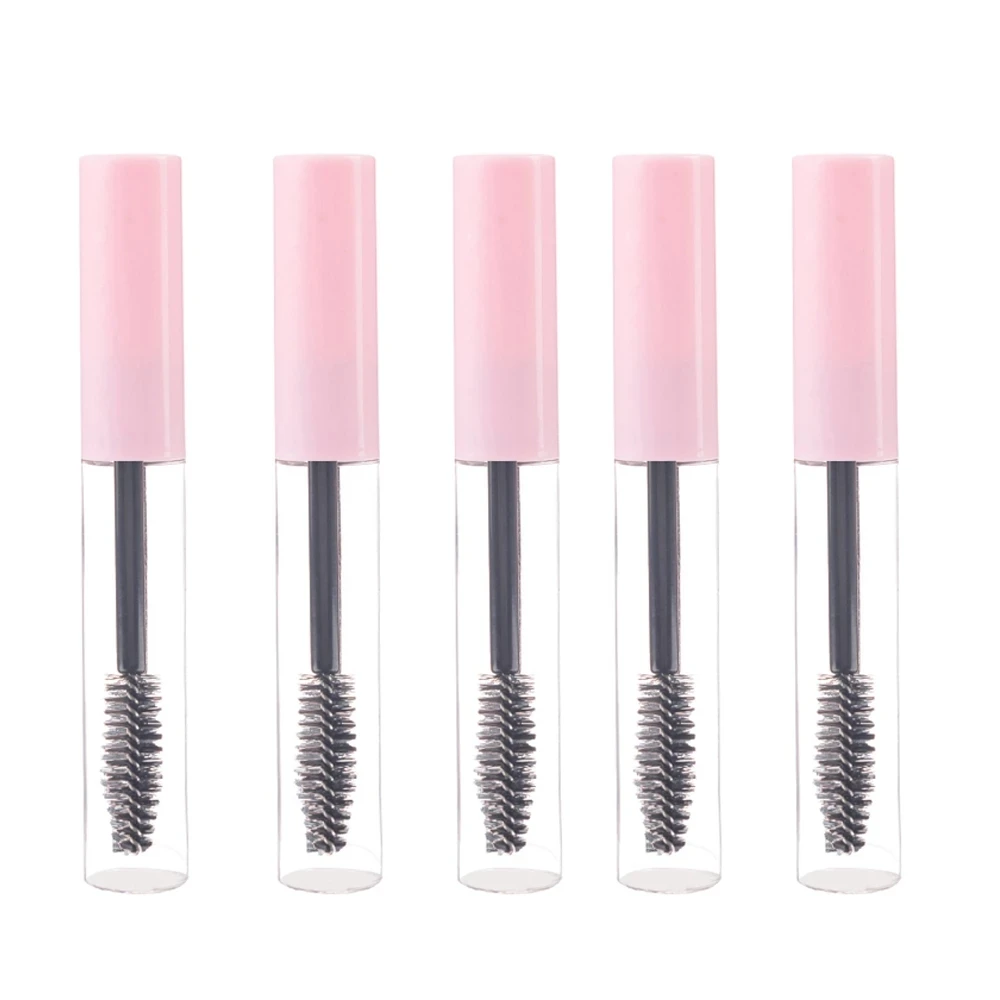 

5 PCS 10ML Mascara Tubes Empty Eyelash Cream Refillable Bottles Pink/White Cosmetic Sample Container with Eyelash Brush Stick