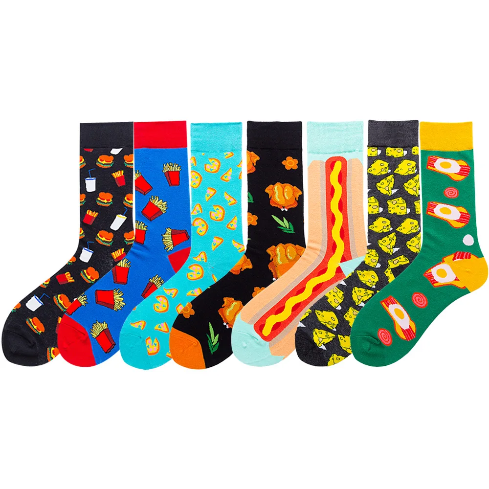 

Sweet Food Milk Beer Hamburg Sokken Creative Crew Funny Socks Cute Ice Cream Painting Divertidos Characters Socks Women Novelty