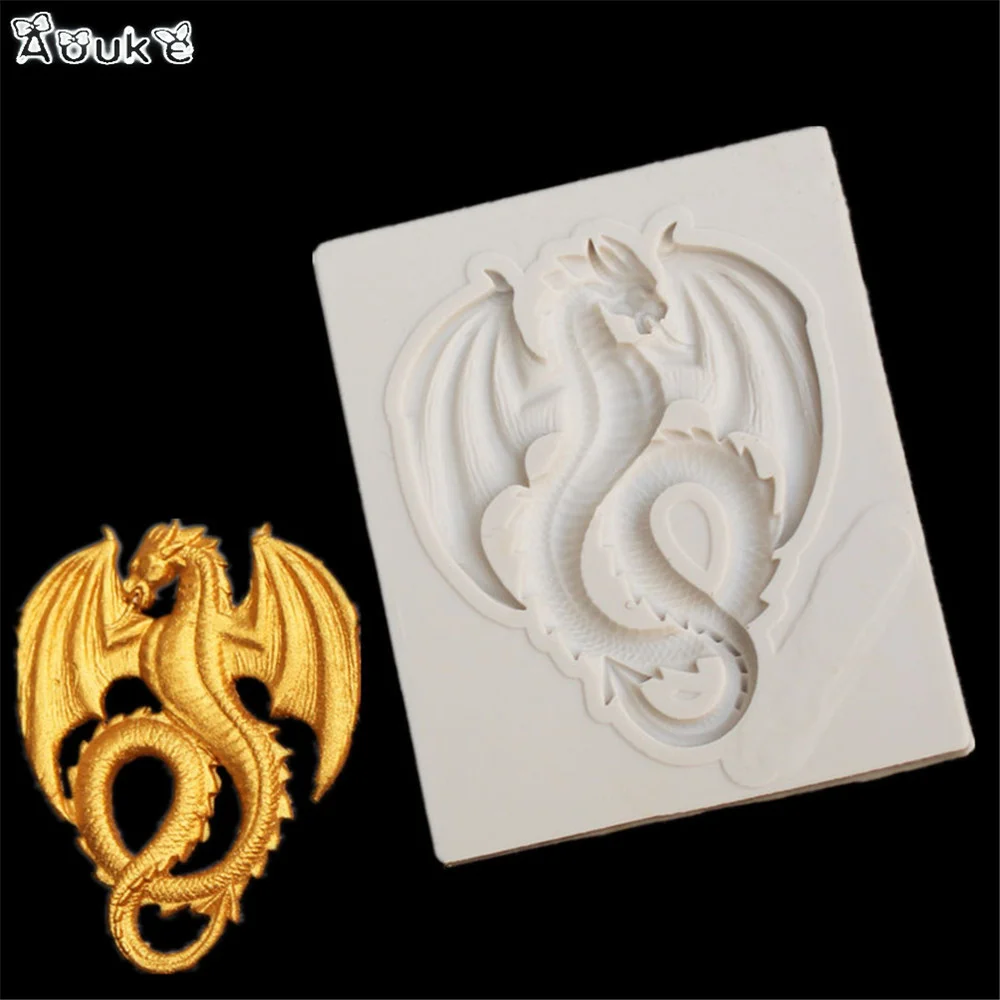 Mold Silicon Dragon Fondant Epoxy Resin Baking Decoration 1pcs
