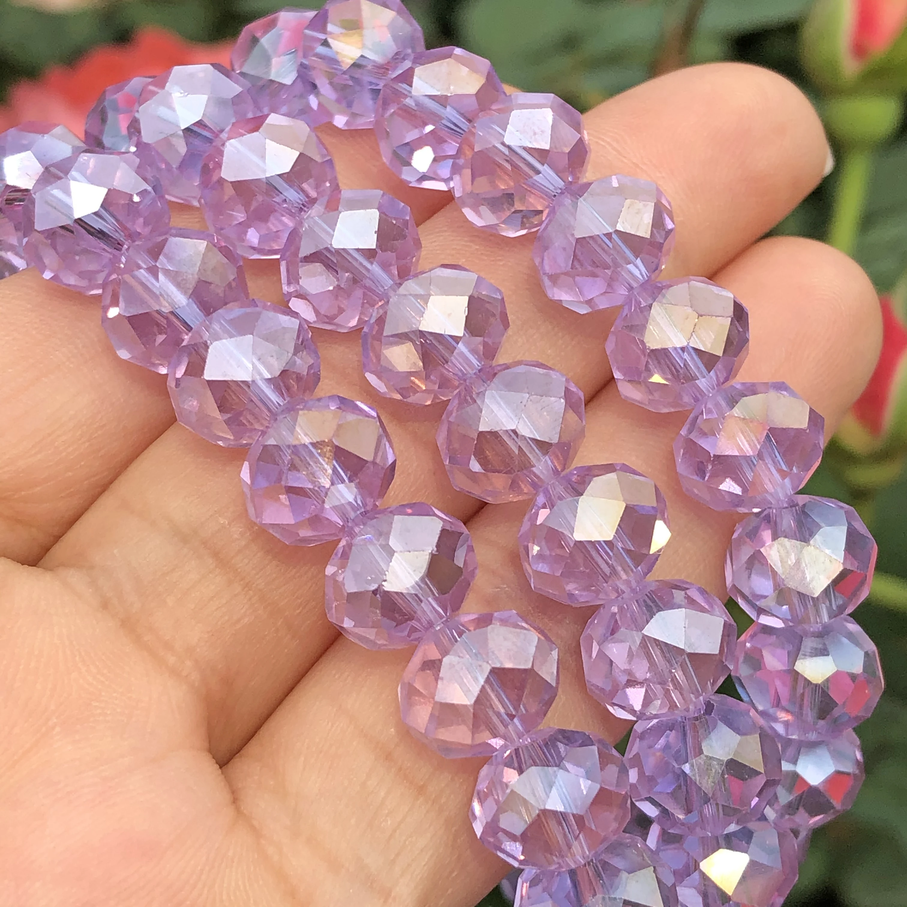 10 Purple Faceted Rondelle Iridescent Beads, Crafts, Jewelry Making 20mm  Vintage