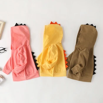 

Baby Girl Autumn Long Sleeve Hooded Cute Dinosaur Cotton Pullover Coat Sweatshirt Toddler Casual Outerwear New