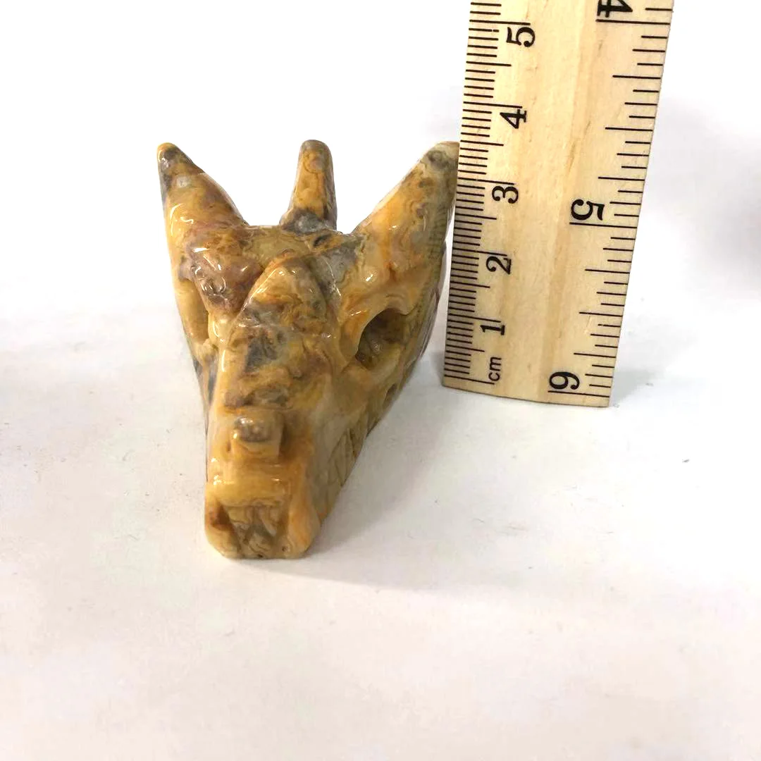 Высокого качества резной натуральный камень Crazy Agate Дракон Череп фэншуй Исцеление Рейки для домашнего декора или коллекции PP