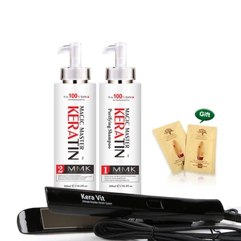 

New Product Magical Treatment Hair 300ML Magic Master Keratin Without Formalin + 300ML Purifying Shampoo +Hair Flat Iron Tool