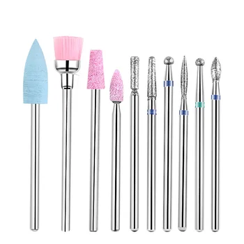 

1 Set of 10pcs Nail Cuticle Drill Head Diamond Professional Manicure Drill Grinding Head Kit