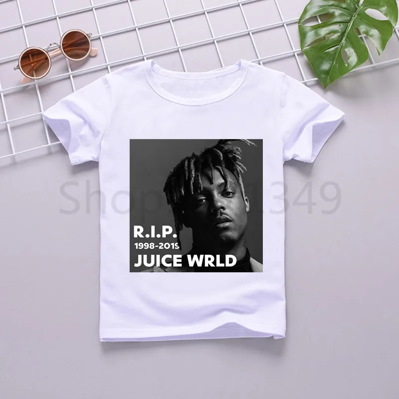 Juice Wrld/Одежда для маленьких мальчиков; детская футболка с забавным рисунком; детские летние топы с круглым вырезом; футболка для мальчиков и девочек; одежда для малышей