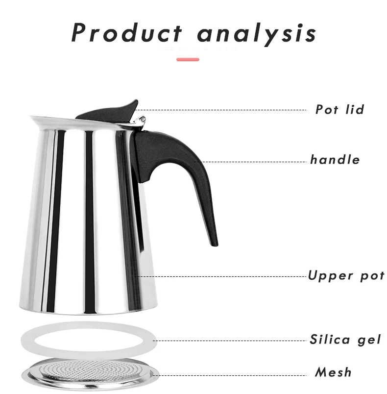 Лучшие Кофеварки Moka Pot из нержавеющей стали портативные электрические кофейники 100 мл/200 мл/300 мл/450 мл/600 мл/мл