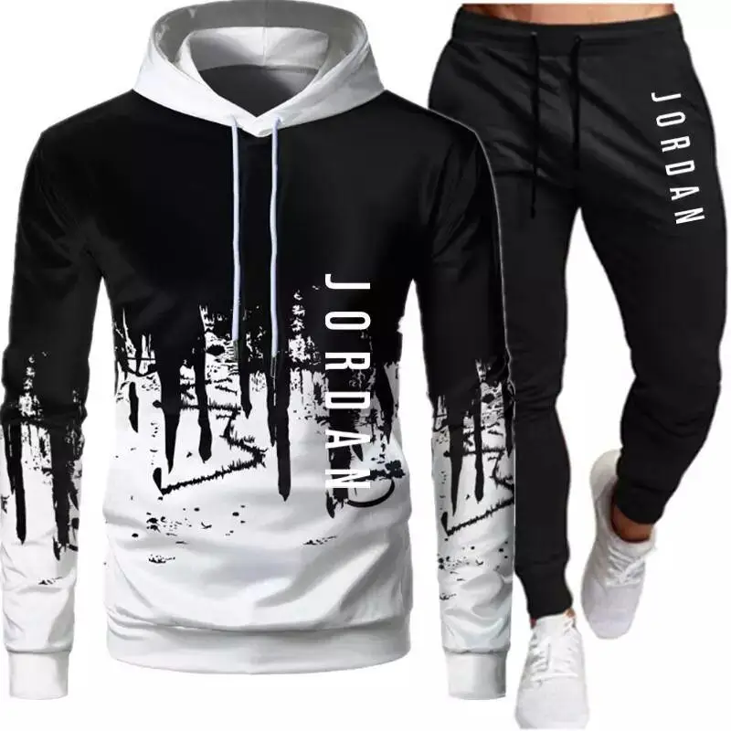 

2020 hot sale autumn and winter new brand men's suit casual sports fleece hoodie + jogging sports trousers track suit 2-piece se