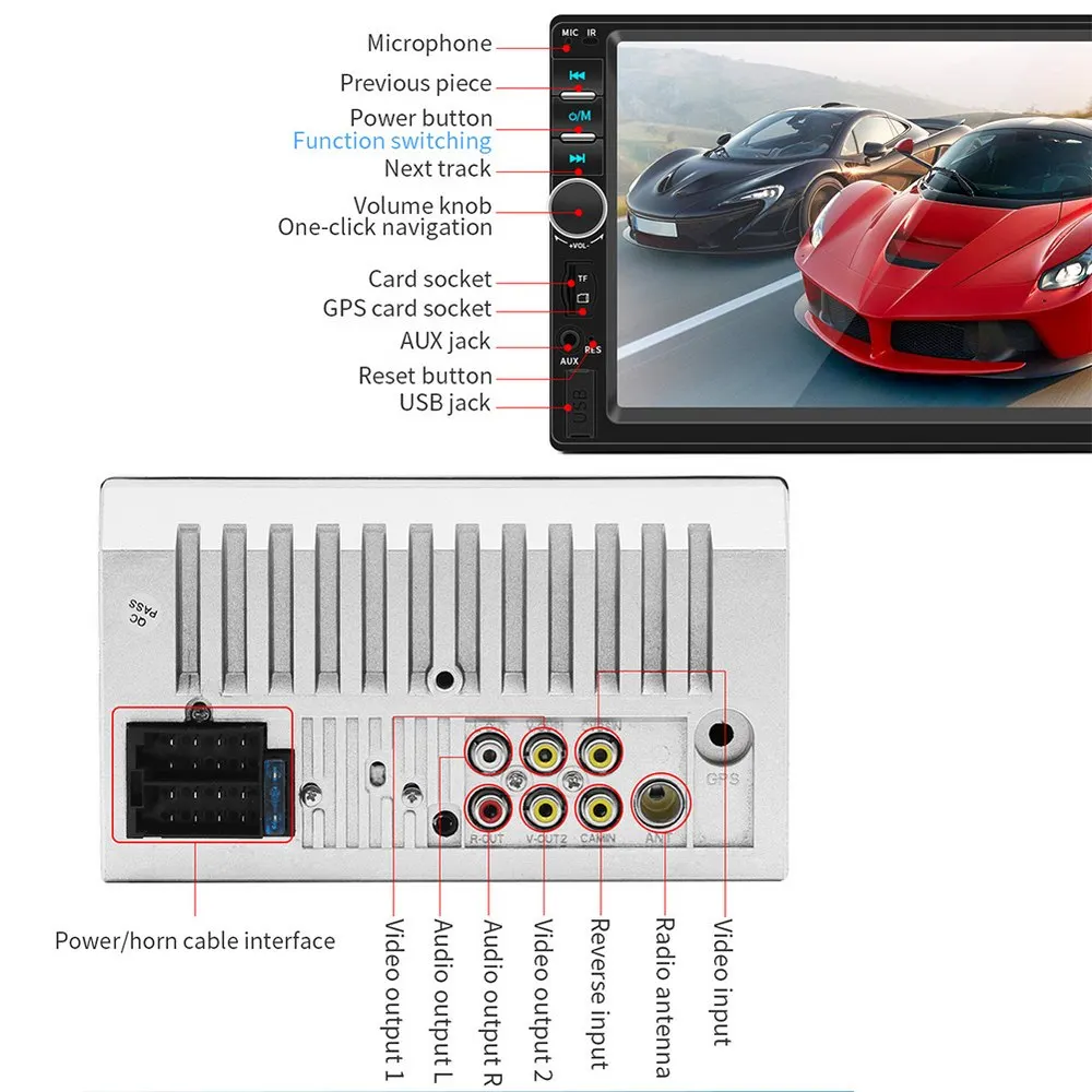 7018 7-дюймовый двойной слиток HD Автомобильный MP5 плеер Bluetooth холодильной камеры заднего хода кино и телевидения машина «Все-в-одном»