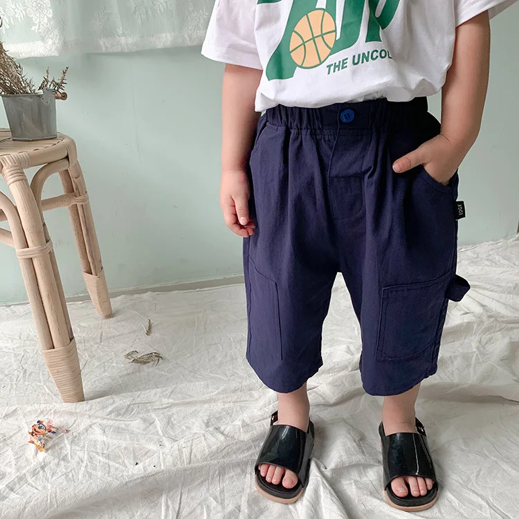 Summer New Style Children Bermuda Shorts Korean-style BOY'S Multi-pockets Bib Overall Medium-small Childrenswear Fifth Pant