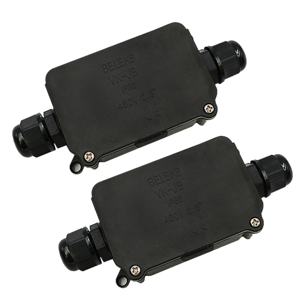 2PCS Junction Boxes Home Garden Construction Electrical Cable Connectors Outdoor Wire 2 Way External Coupler Anti-UV Practical