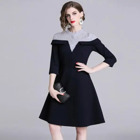 Весеннее женское платье принцессы в полоску Vetement Femme 2019 женская футболка