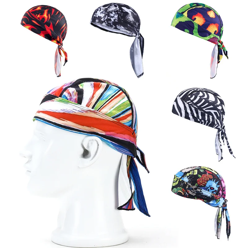 

Racing Unisex Breathable Wicking Turban Hat In Helmet Head Wrap Chemo Cap Pirate Hat Quick Dry Sweatband Motorcycle Accessories