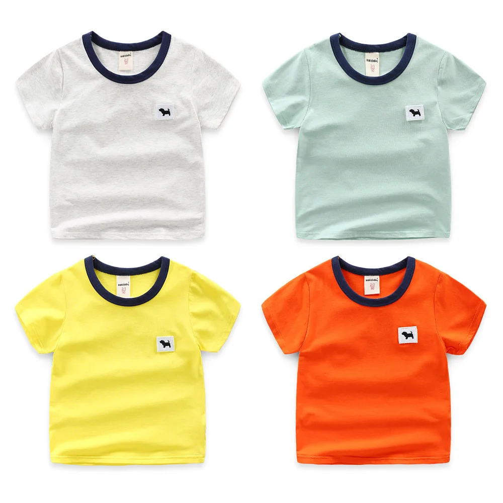 

BOY'S Short-sleeved T-shirt 2019 New Style Summer Wear Half Sleeve Korean-style Children Pure Cotton Tide Treasure Crew Neck T-s