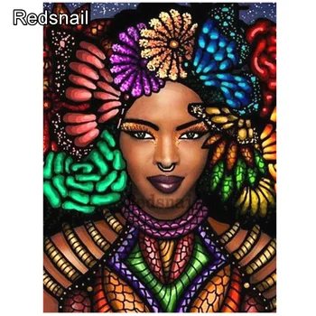 

DIY 5D Diamond Painting Portrait Full Square African Woman Diamond Embroidery Picture Home Decoration TT896