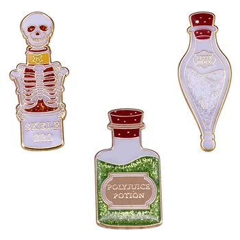 

Glitter Potion Bottles Brooch Set Polyjuice Skele-Gro and Felix Felicis Magic Fans Decor