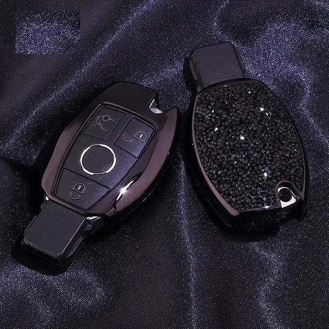 Purple Black case Для Ключей Mercedes Benz Fob чехол Брелок чехол для ключа чехол совместимый с Mercedes Benz C E s m CLS CLK G класс Keyless - Название цвета: Purple Black case